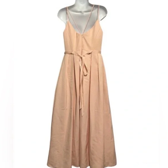 Oleg Cassini Blush Pink Formal Gown | Spaghetti Strap Maxi | Size 6 - Picture 2 of 11